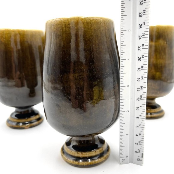 VINTAGE Thai Celadon RARE wine glasses olive green - set of 4 - Picture 10 of 13